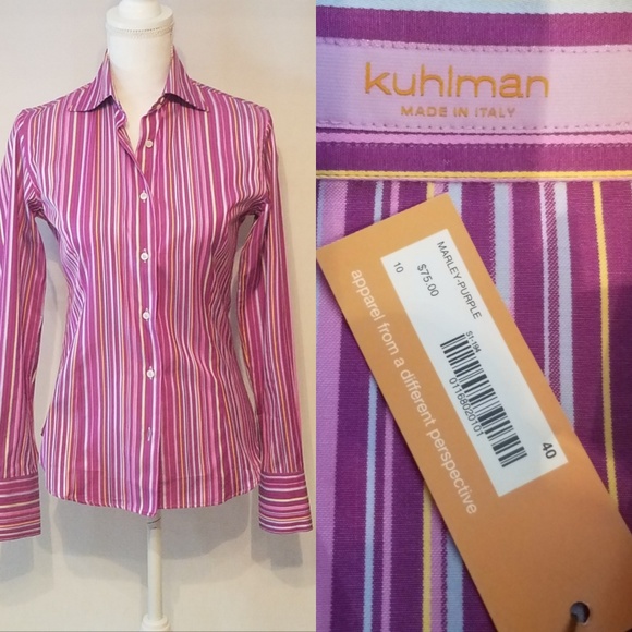 kuhlman Tops - Ladies tailored long sleeve striped top